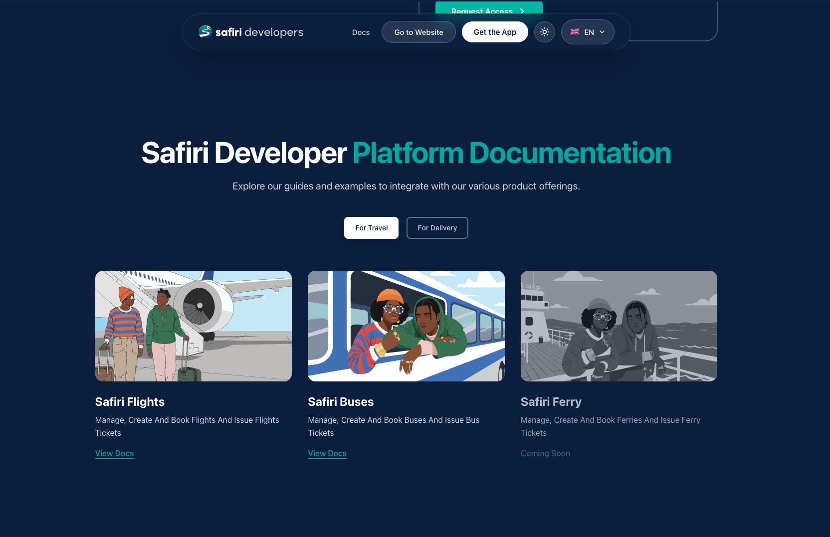 Safiri Developers selected screen